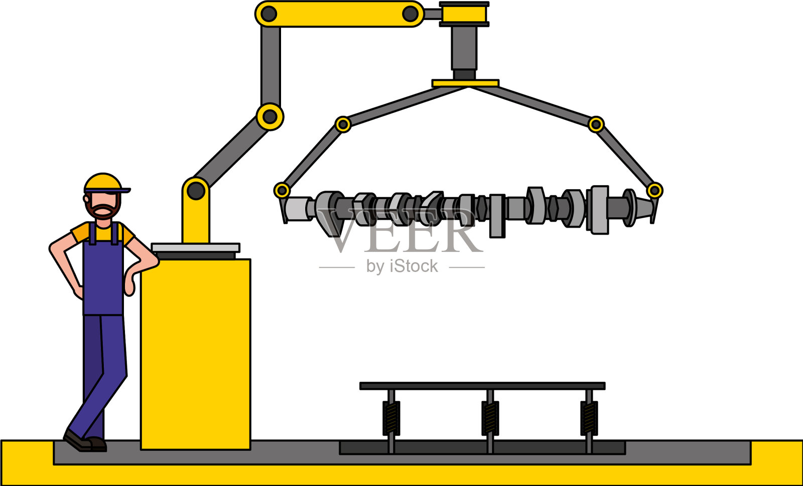 操作工厂自动机械臂连接设计元素图片
