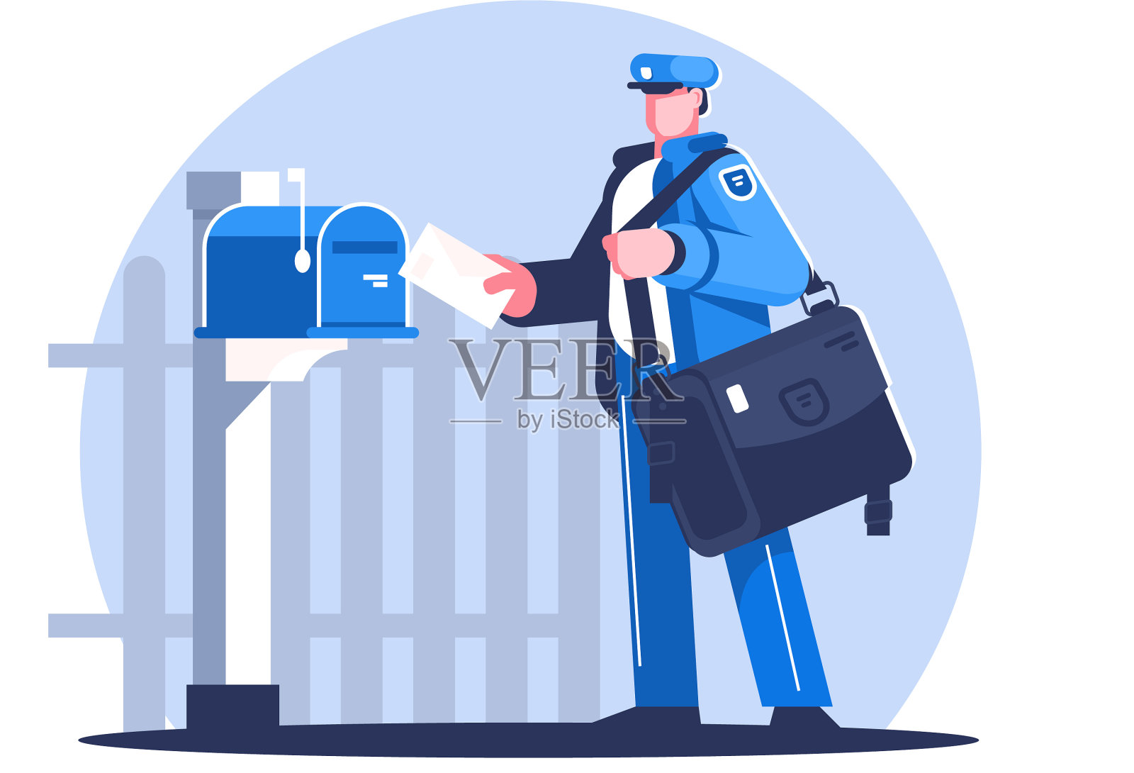 邮递员用袋子送信设计元素图片