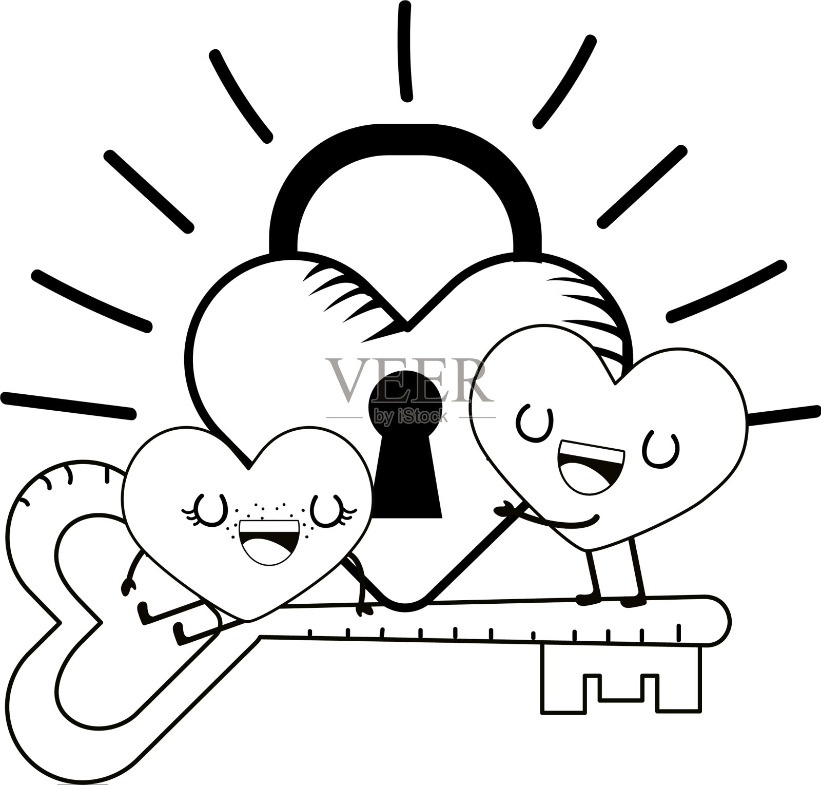 爱的心夫妇卡通设计元素图片