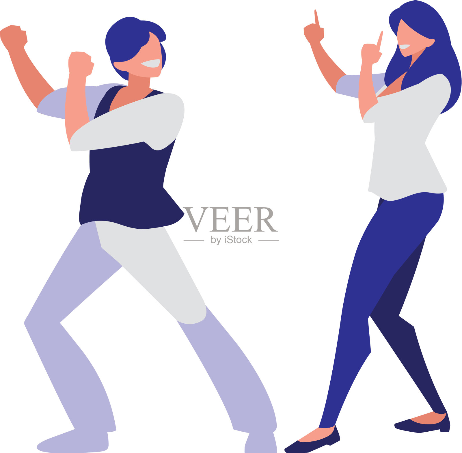 年轻情侣跳舞的角色设计元素图片