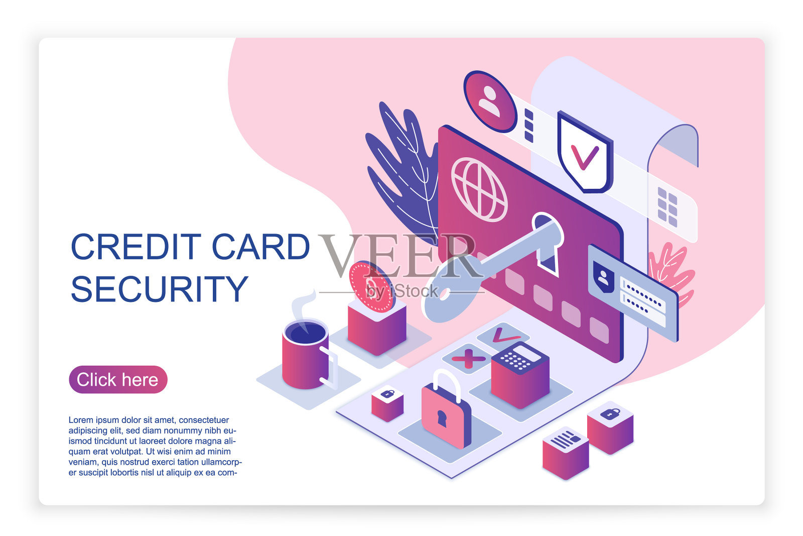 代表信用卡的等距网页插画图片素材