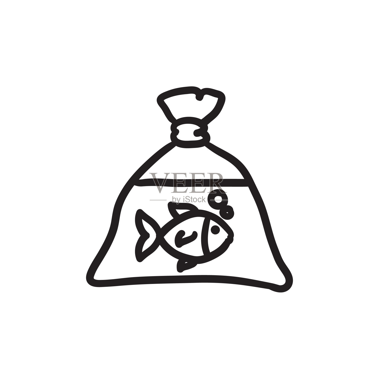 鱼在塑料袋素描图标设计元素图片