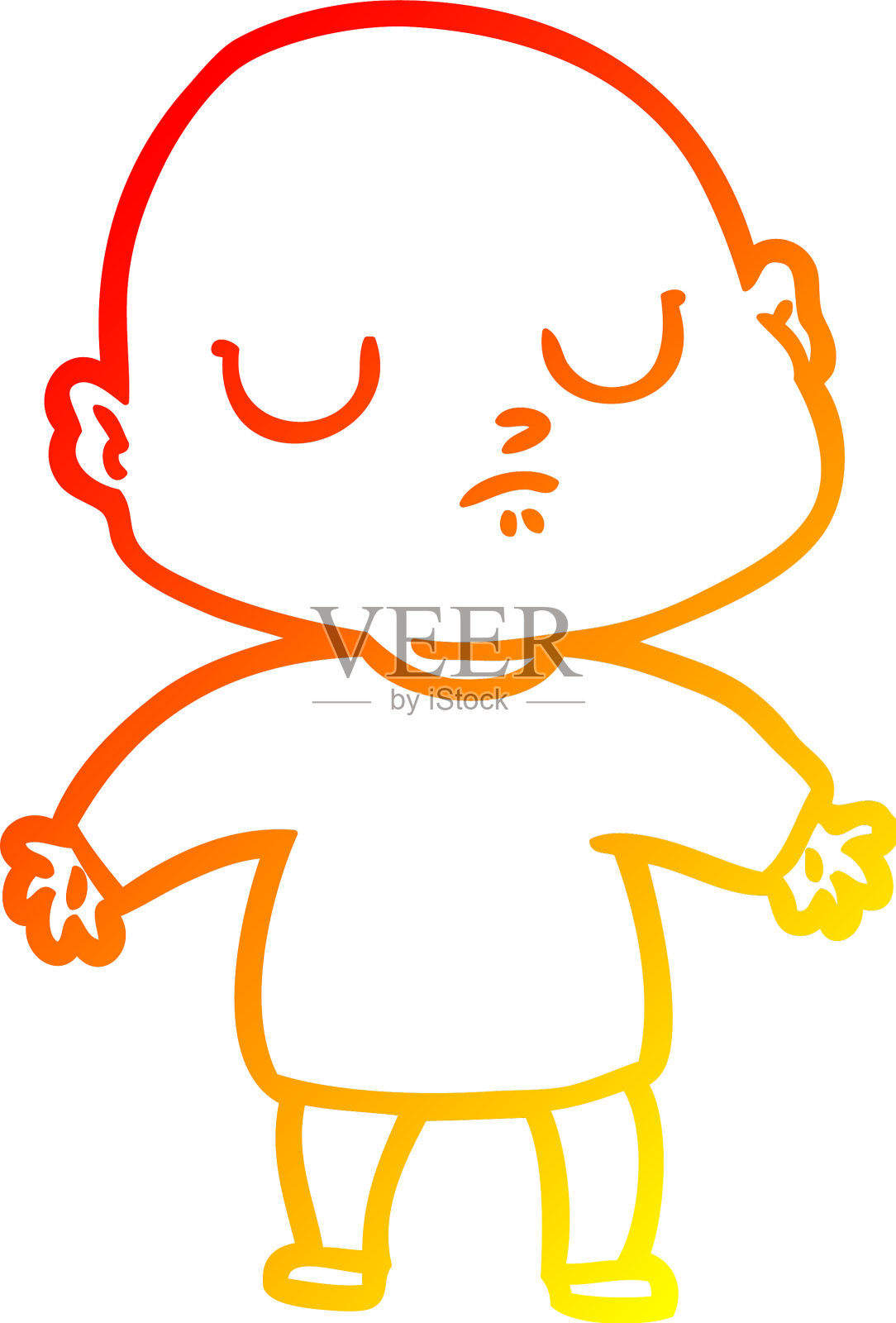 暖梯度线画卡通秃头男人设计元素图片