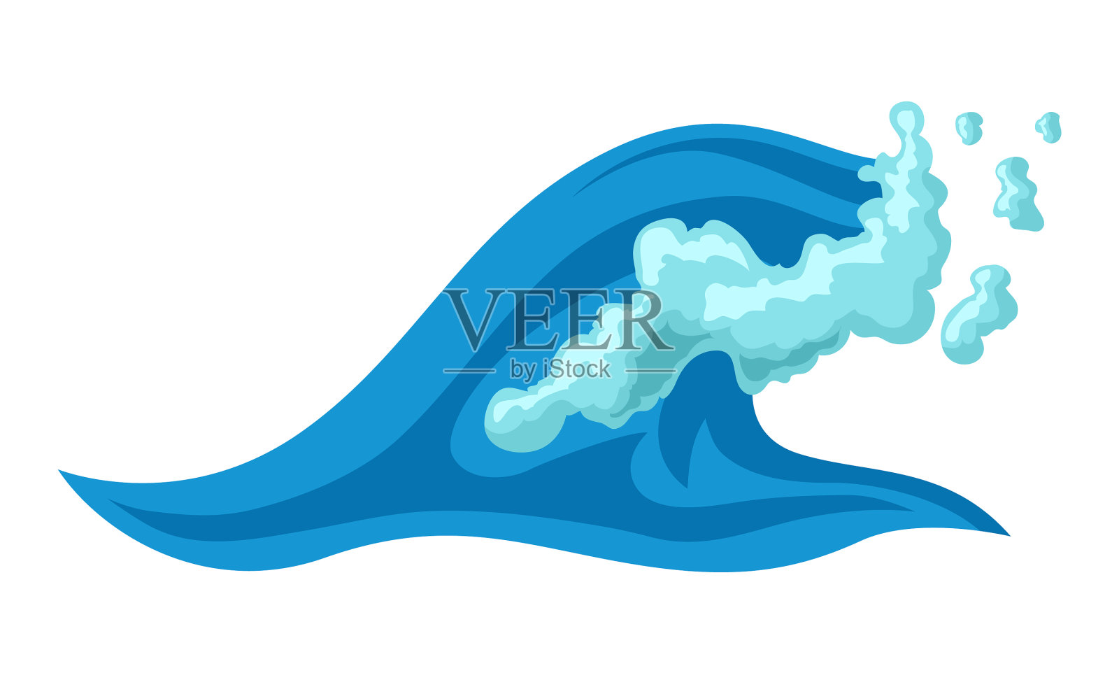 蓝色的海浪带着泡沫设计元素图片