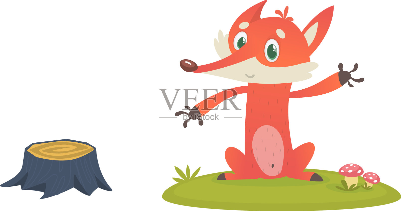 可爱的卡通狐狸角色设计元素图片