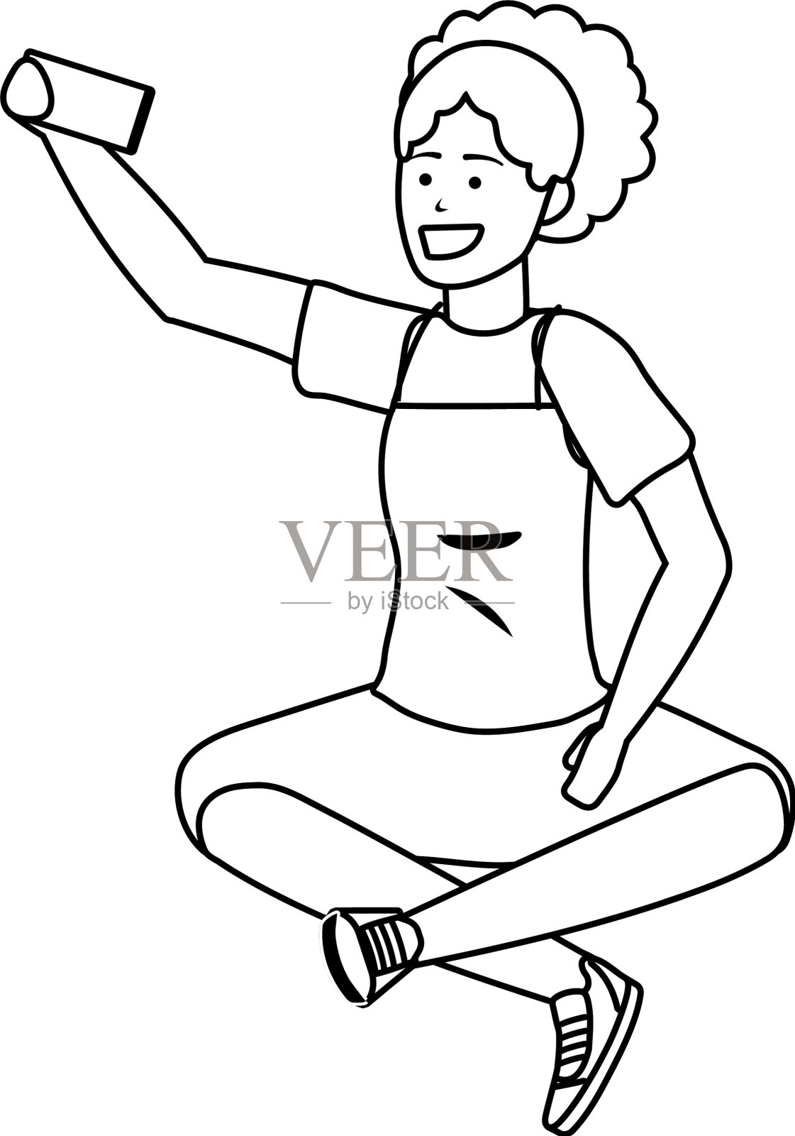 千禧人时尚服装孤立黑色设计元素图片