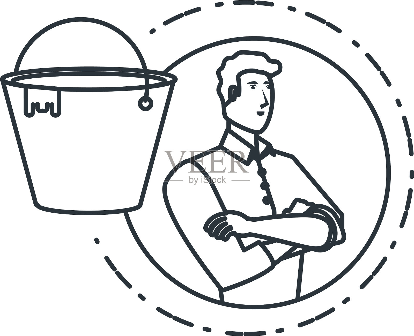 壮汉拿着水桶工具设计元素图片