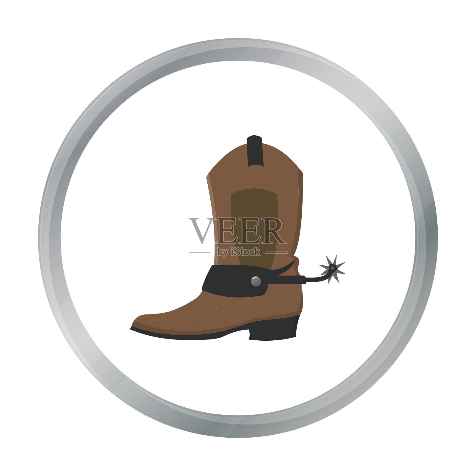 牛仔靴图标卡通Singe西方图标从设计元素图片