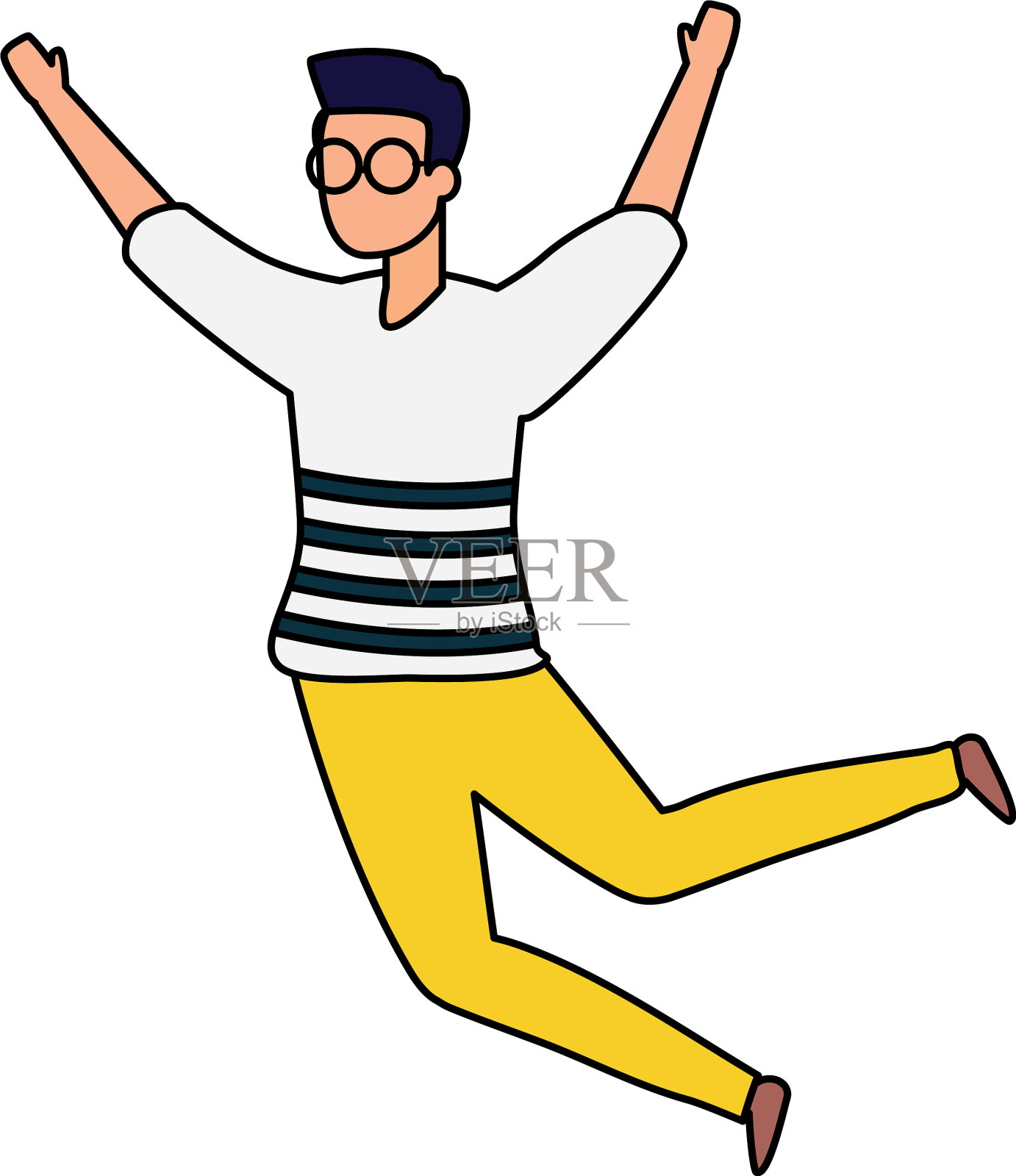 快乐的男人举起手臂庆祝设计元素图片