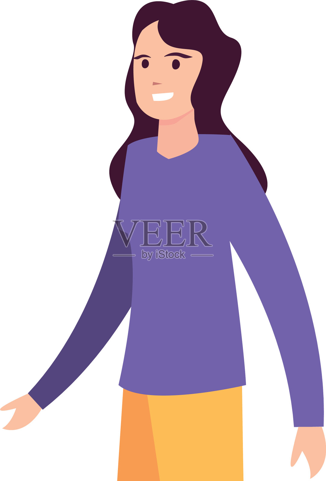 女人快乐的年轻角色在白色的背景设计元素图片