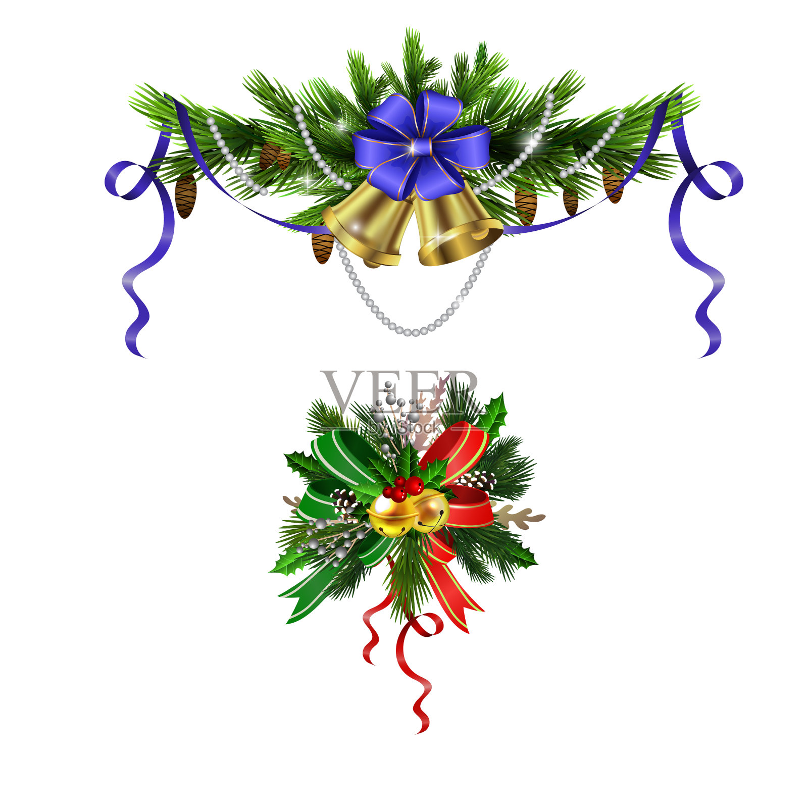 圣诞树上的圣诞装饰设计元素图片