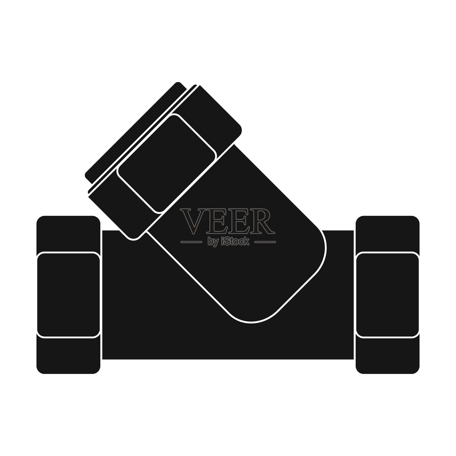 三通管道配件图标在黑色风格孤立图标素材