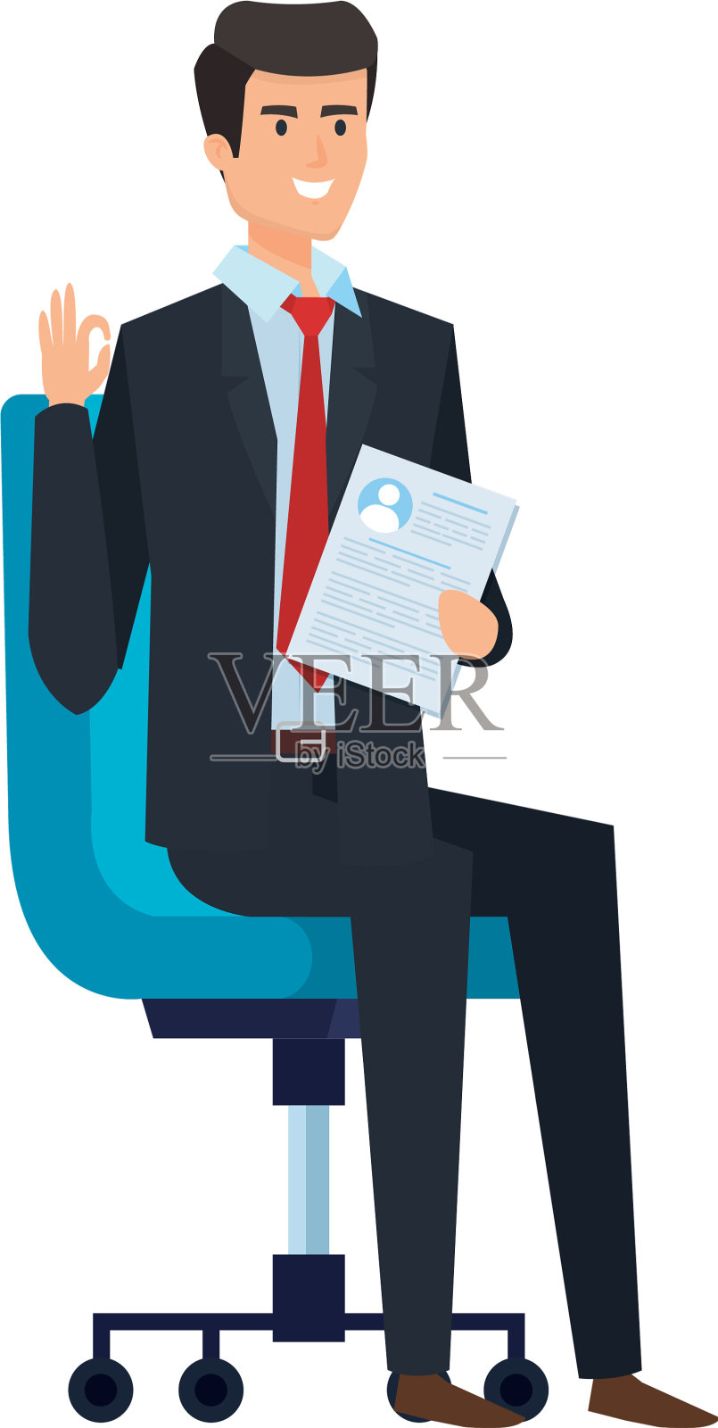 优雅的商人坐在办公椅上设计元素图片