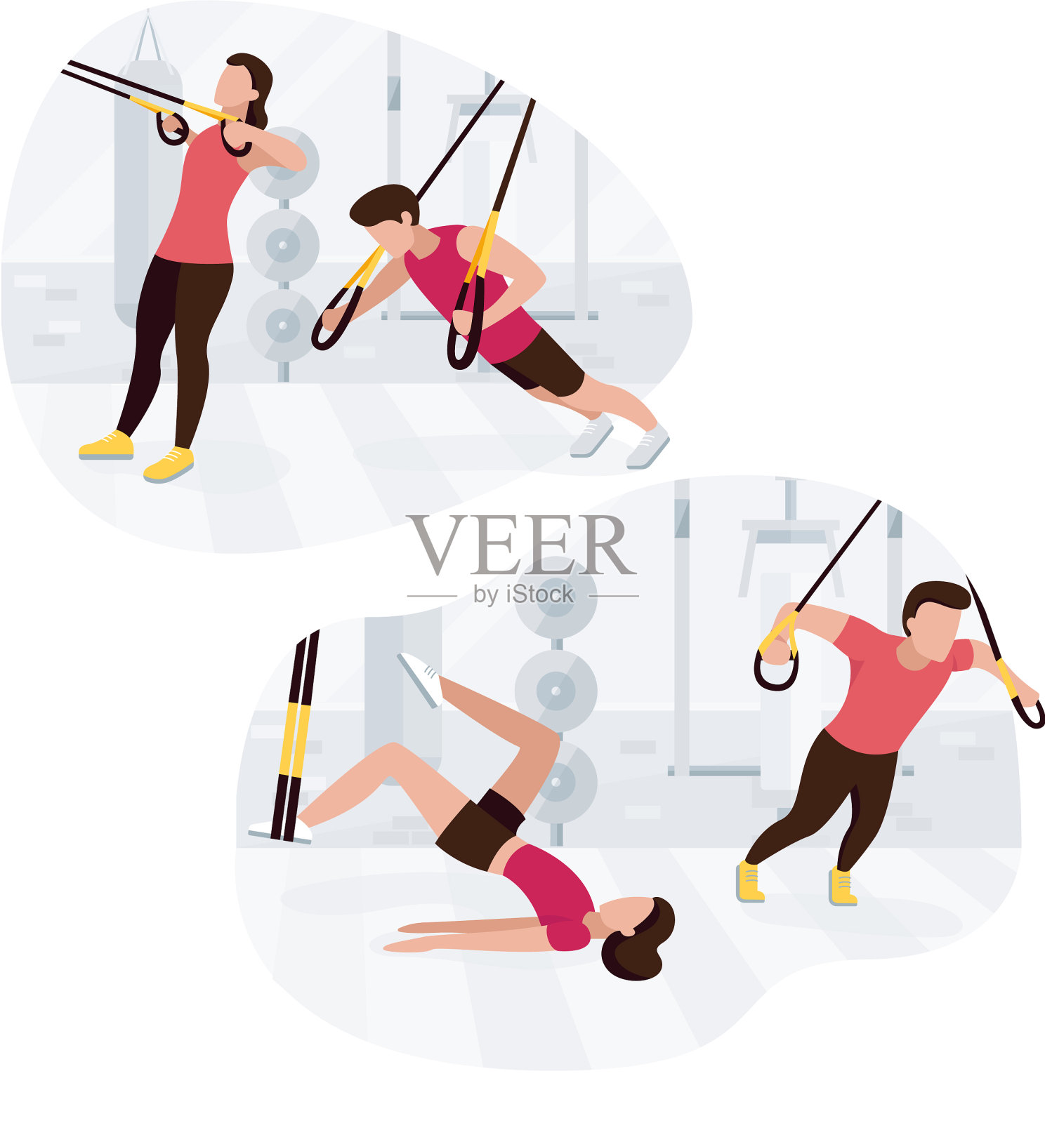 健康的人在TRX做体重锻炼设计元素图片