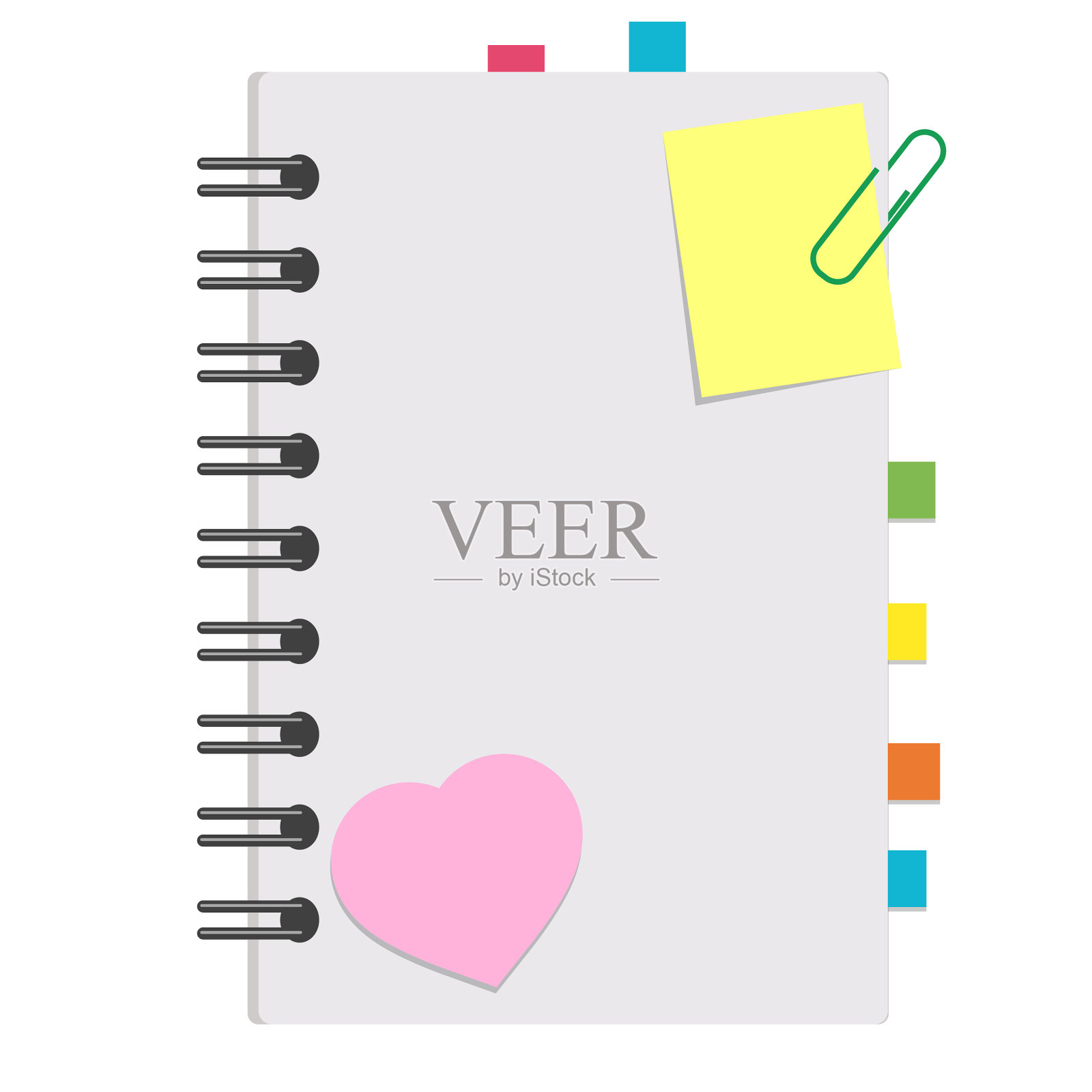 打开笔记本，用干净的纸在一个螺旋上设计元素图片