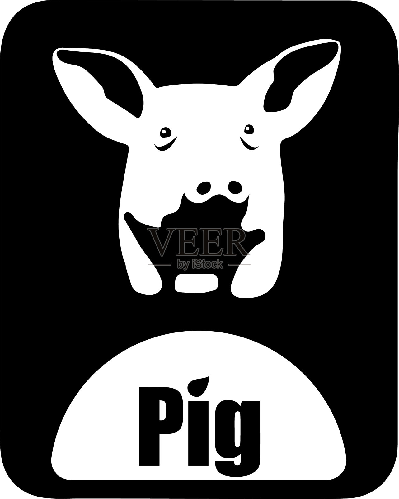 中国历法动物单色标志猪设计元素图片