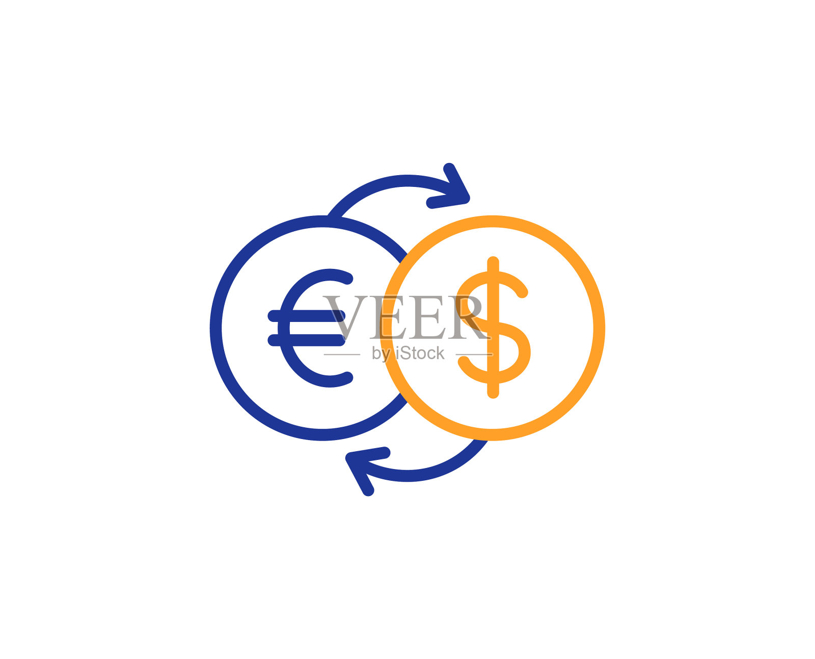 货币兑换线图标银行货币设计元素图片