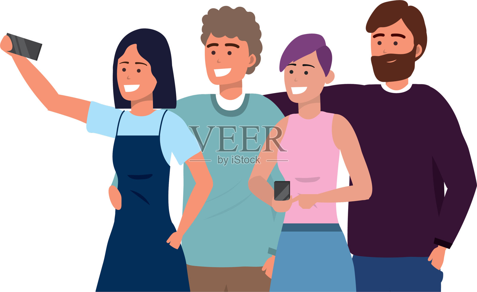 千禧一代在自拍设计元素图片