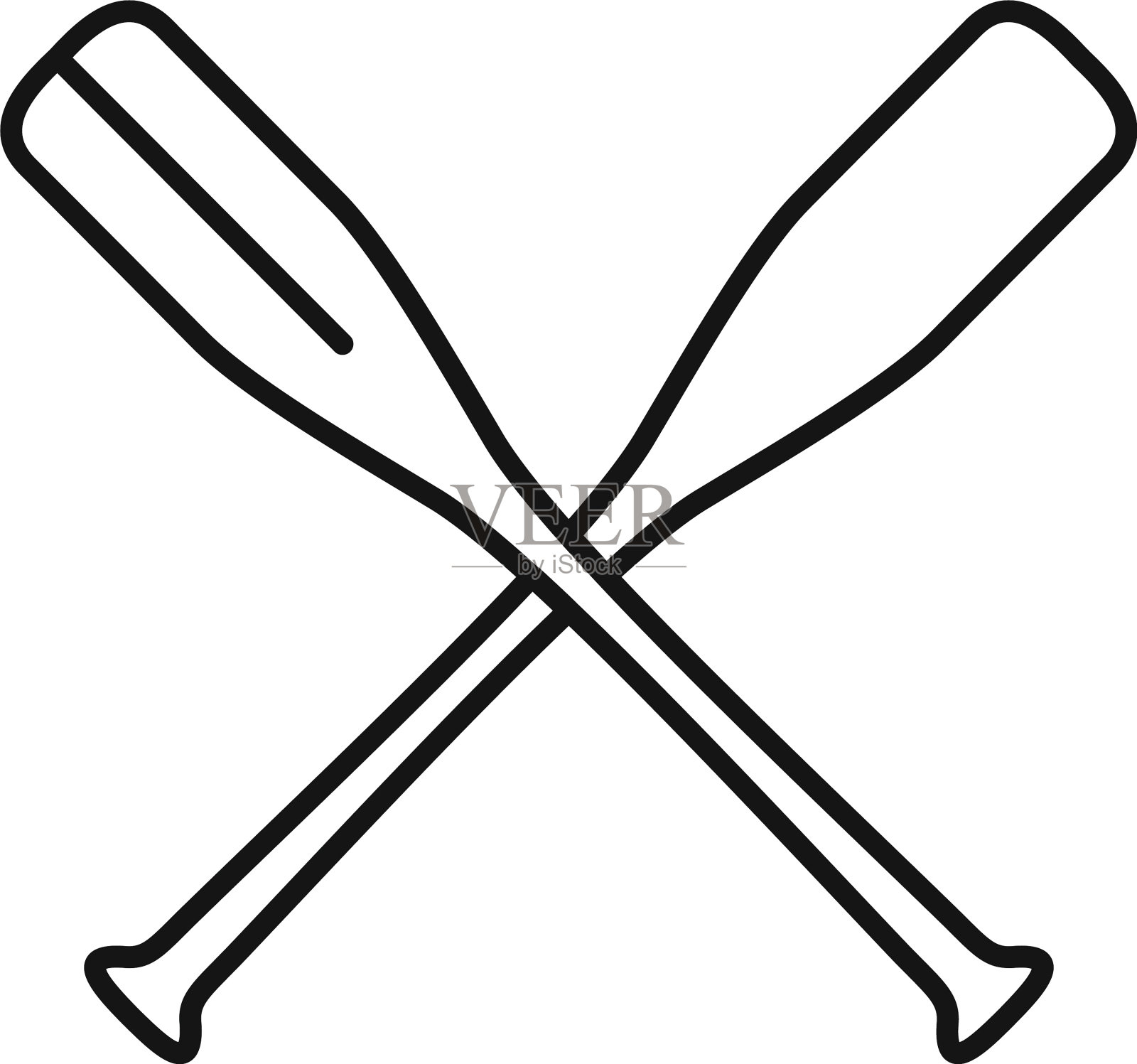 交叉木桨图标轮廓风格图标素材