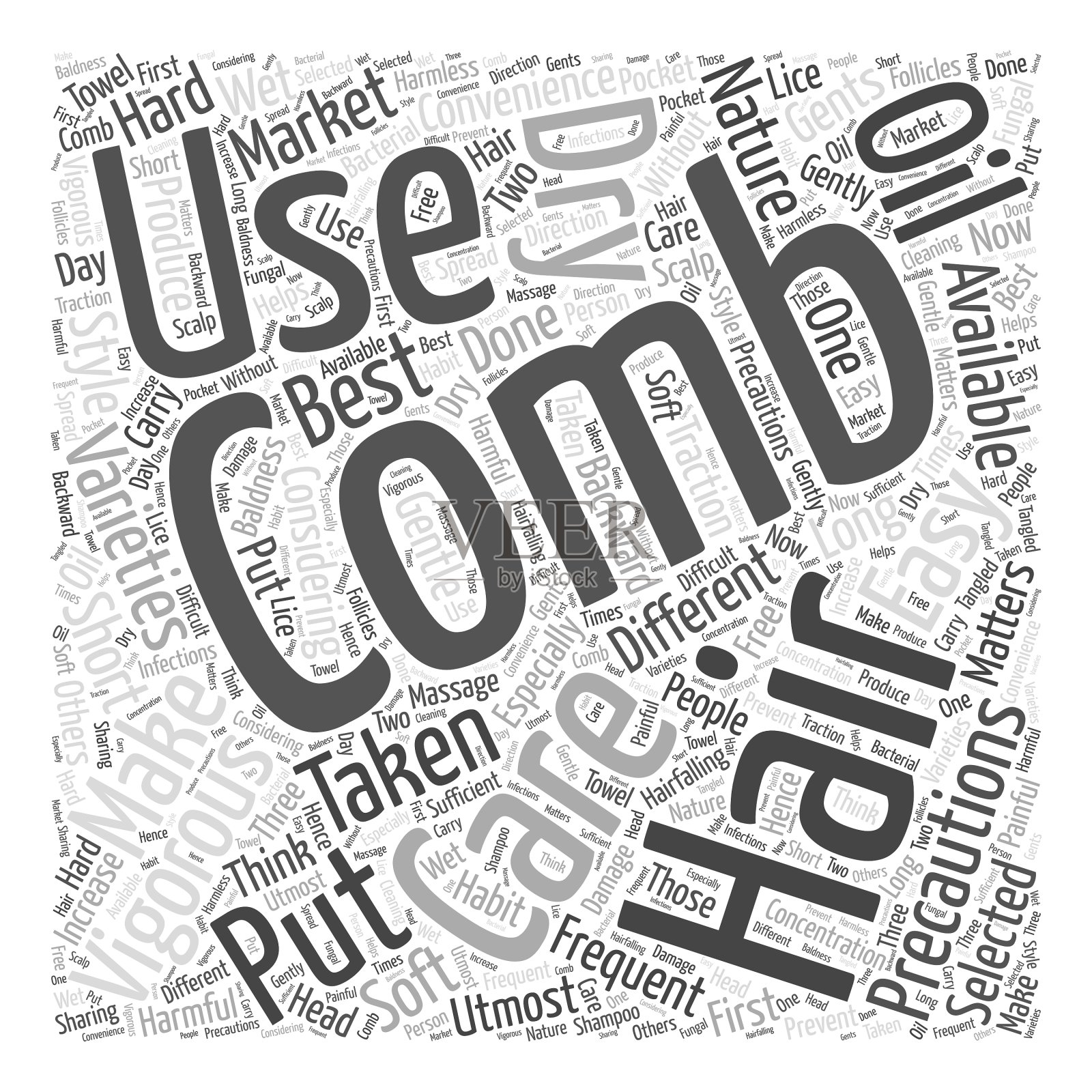 梳头发词云概念设计元素图片