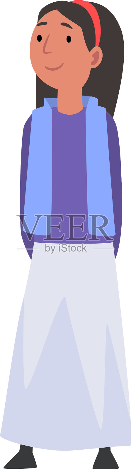 可爱的阿拉伯小女孩在传统的穆斯林设计元素图片