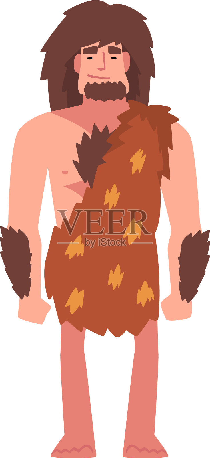 穿着兽皮的史前长胡子的人设计元素图片