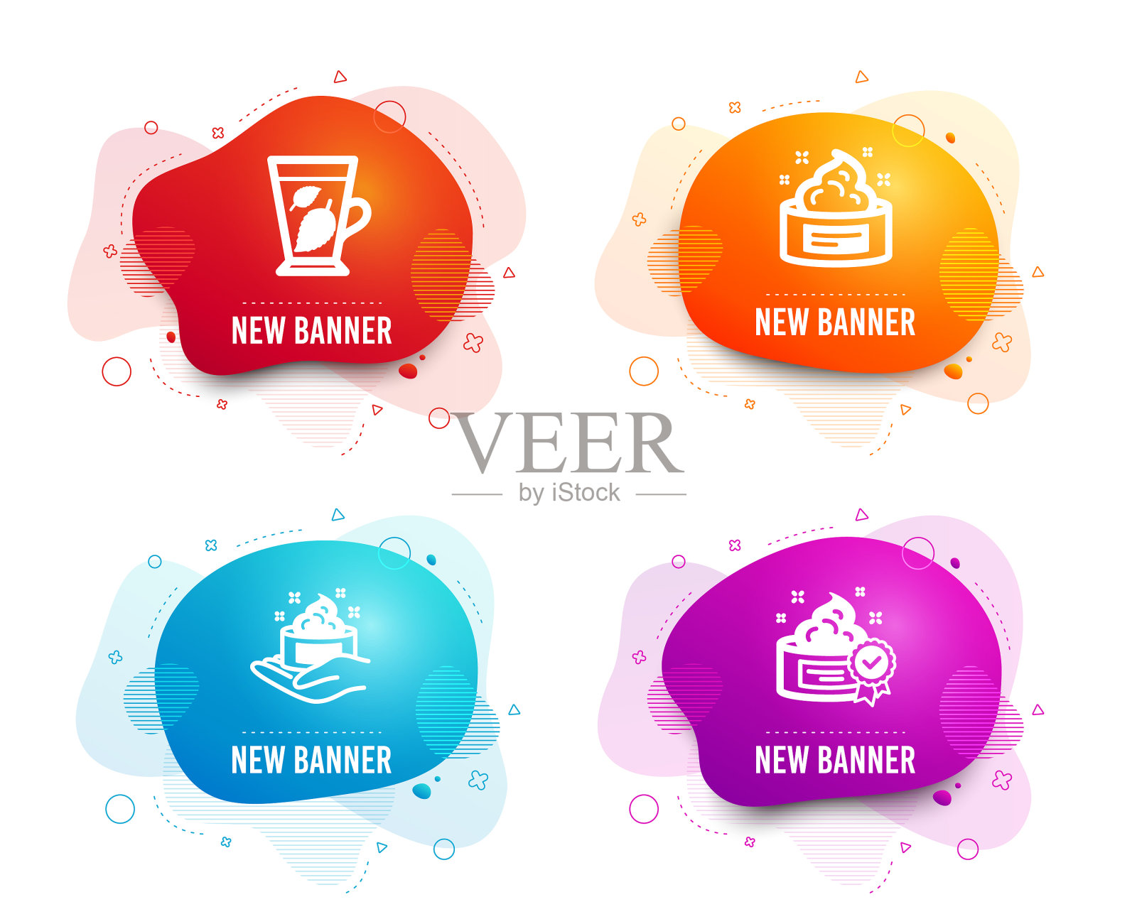 护肤霜和薄荷叶图标护肤霜设计模板素材