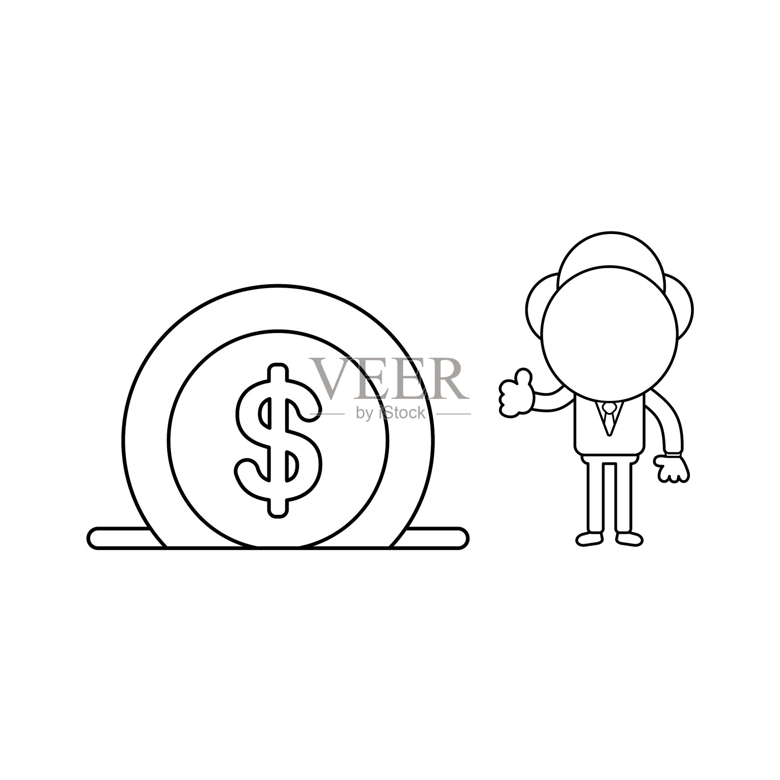 商人性格用美元铸成硬币设计元素图片