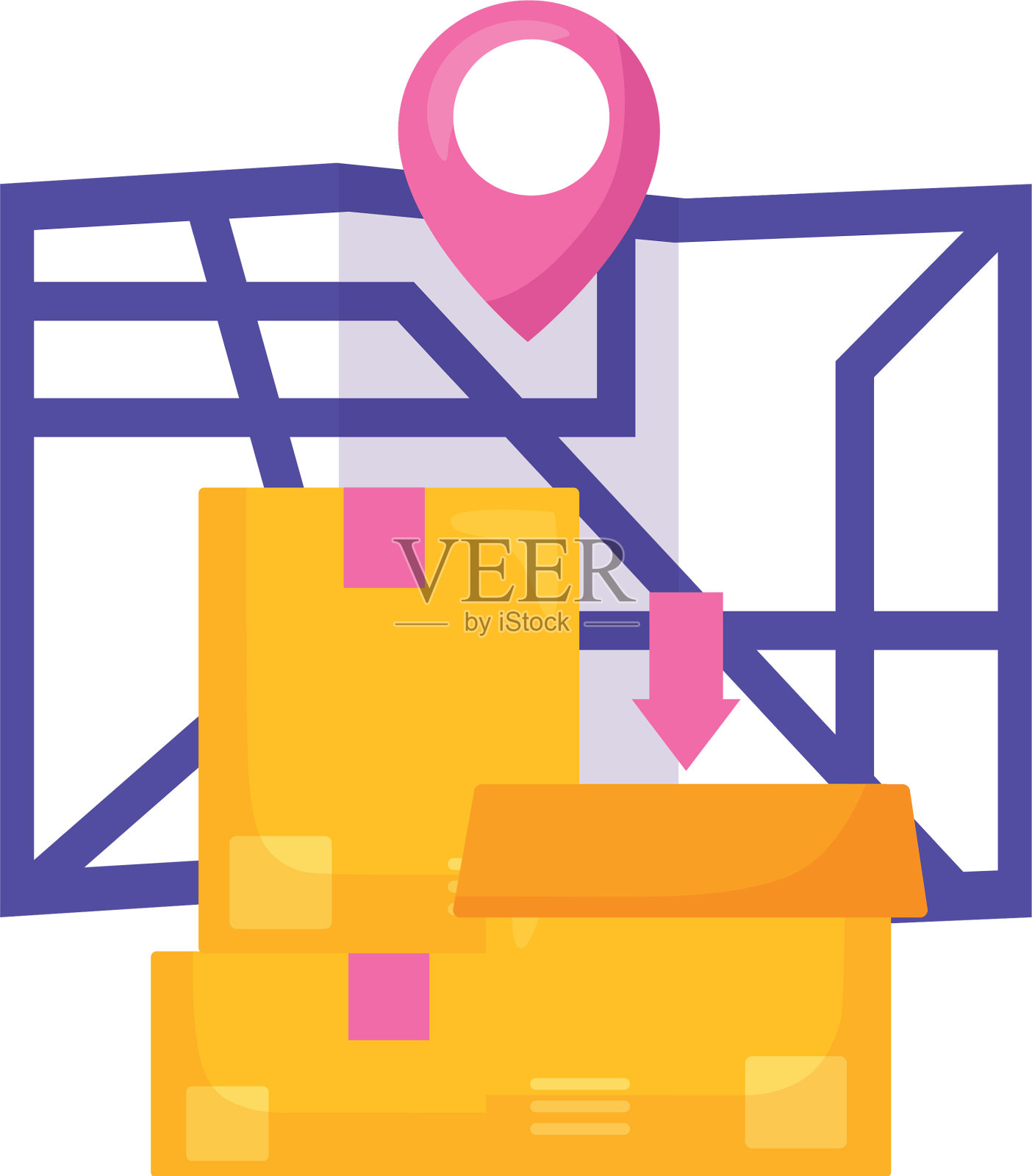 纸板箱快速交付设计元素图片