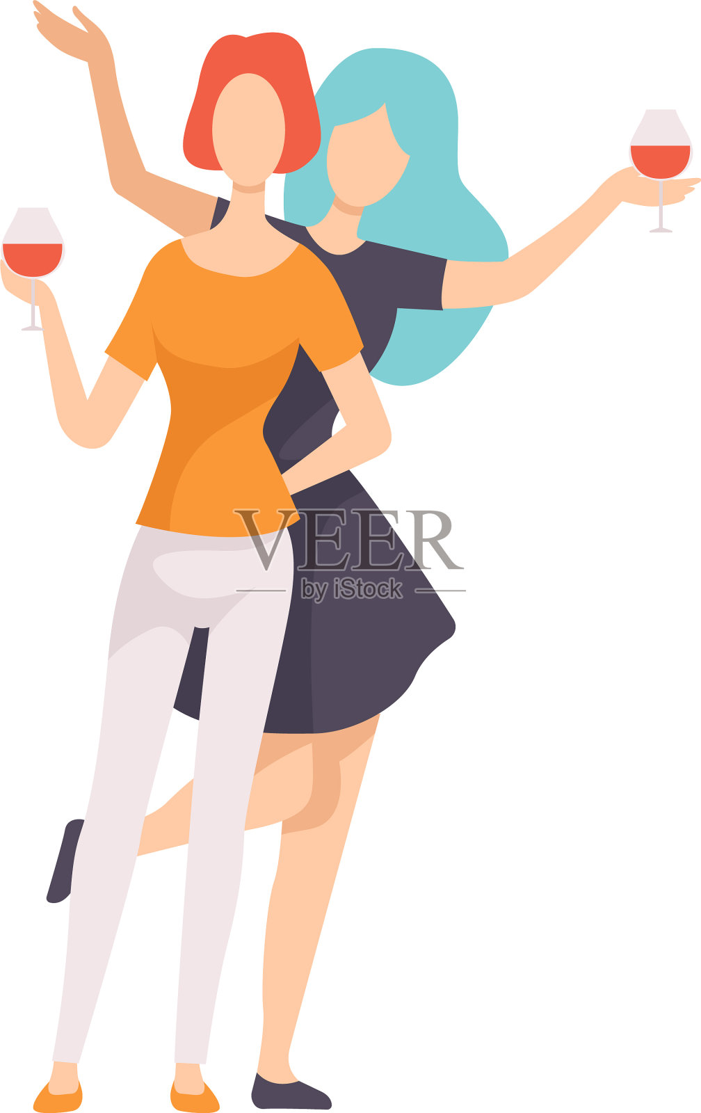 两个漂亮的女人朋友喝酒的女孩设计元素图片