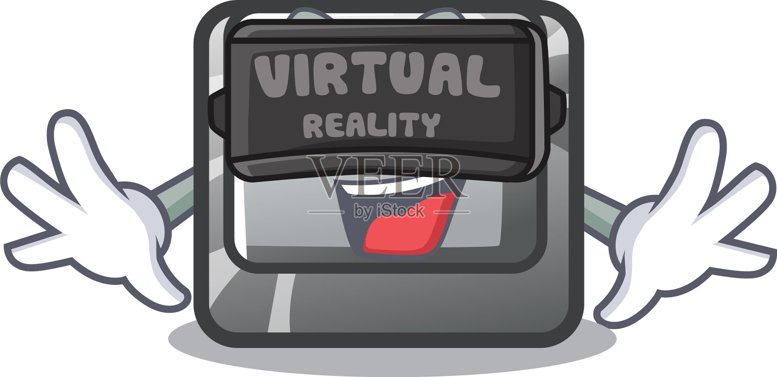 虚拟现实按钮与吉祥物隔离设计元素图片