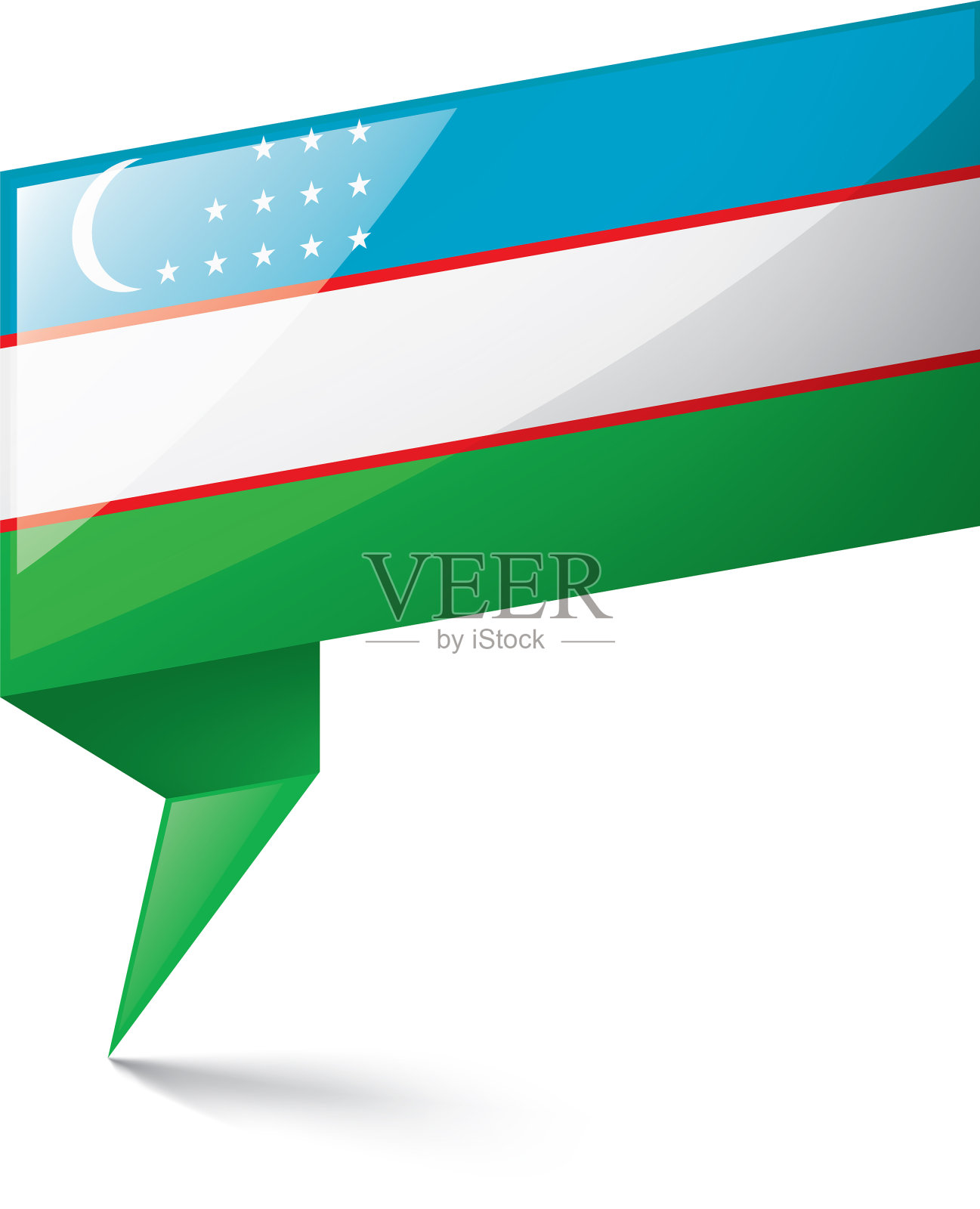 乌兹别克斯坦国旗上有白色设计元素图片