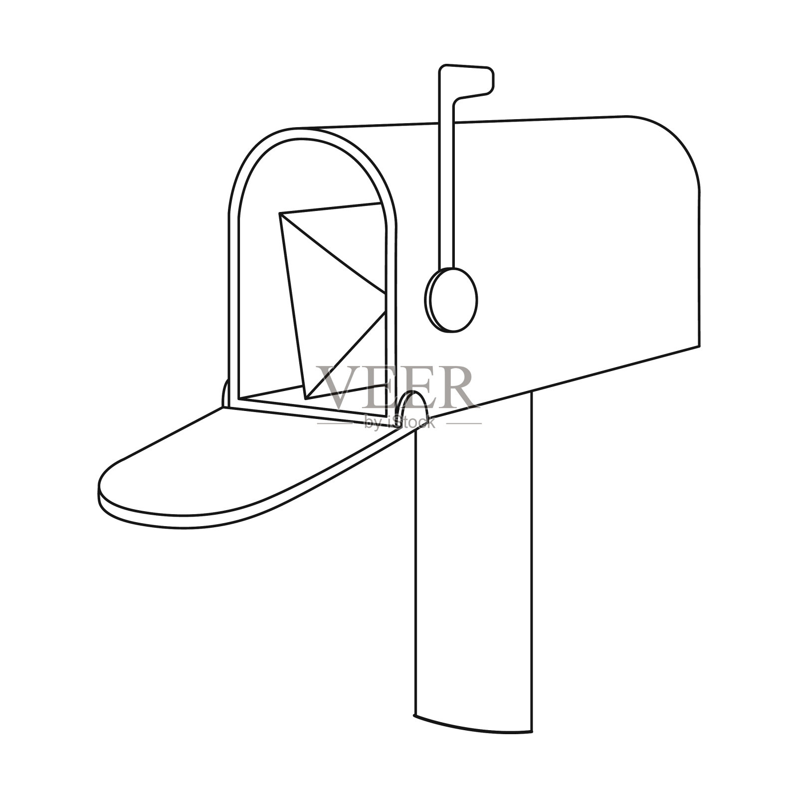 信件信箱和邮差的单一图标设计元素图片