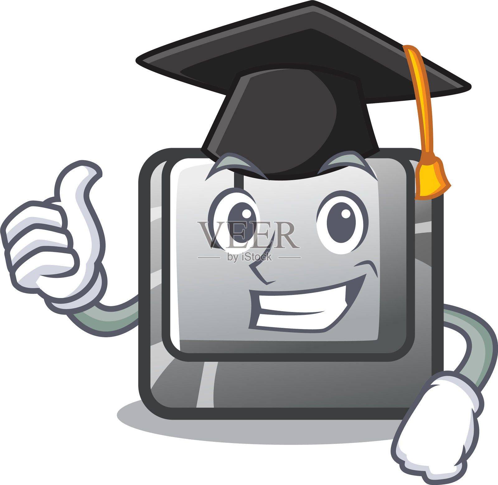 毕业按钮j孤立在卡通设计元素图片