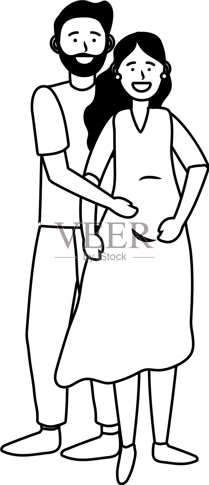 怀孕夫妇阿凡达黑白设计元素图片