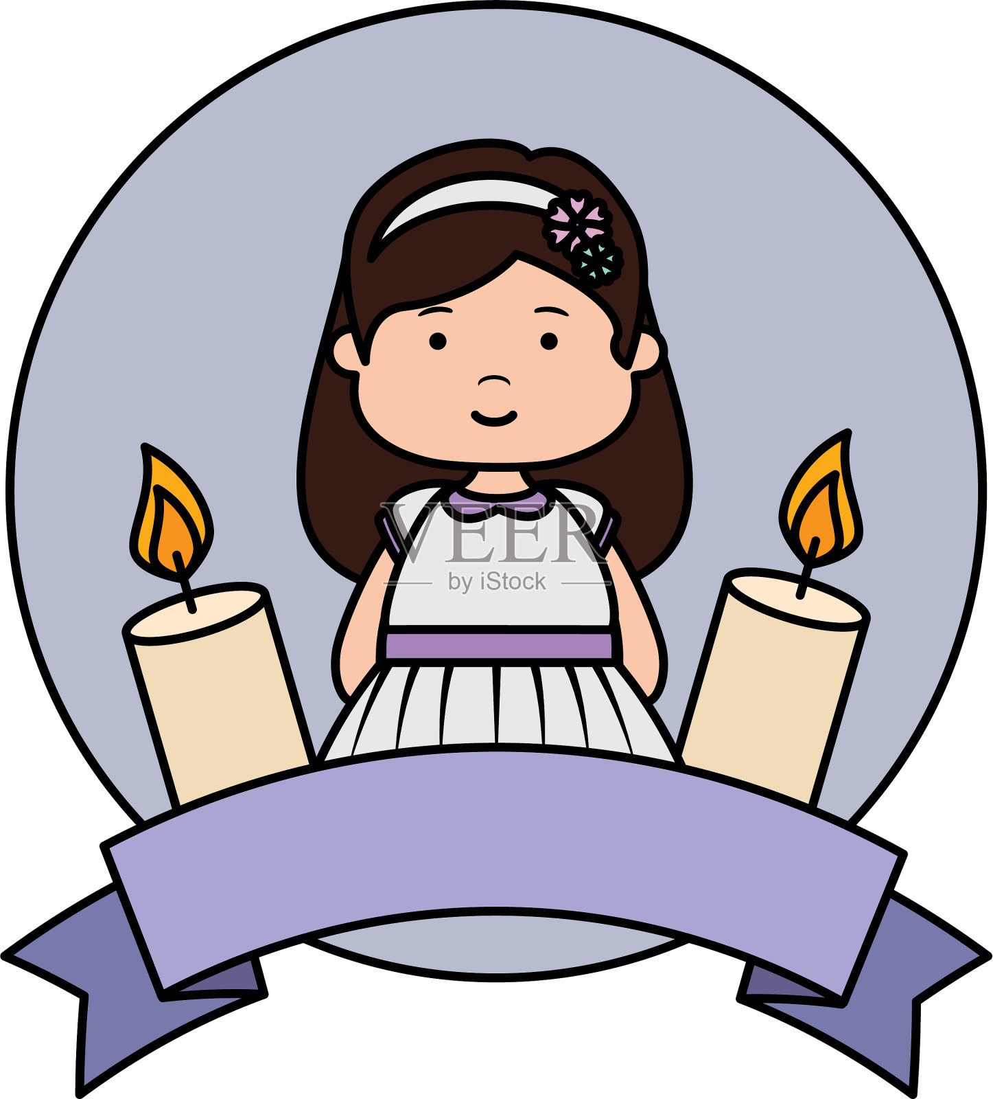 先拿丝带和蜡烛的小女孩设计元素图片