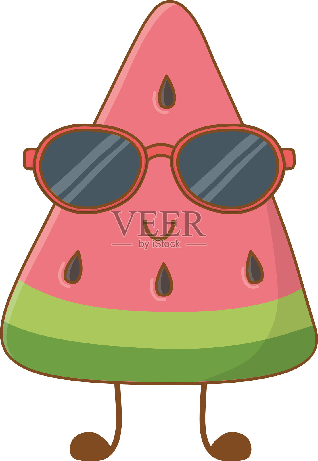 西瓜笑着戴着墨镜的卡通形象设计元素图片