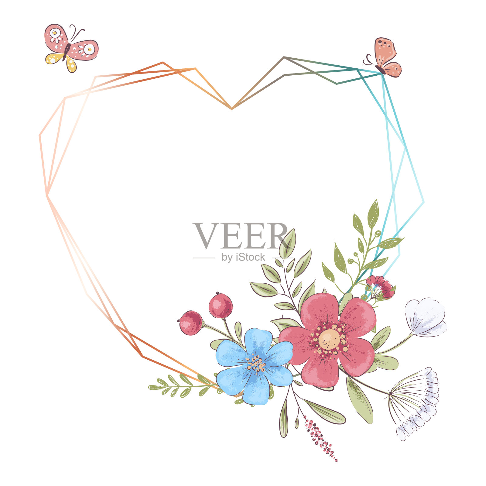 生日婚礼的水彩模板设计元素图片