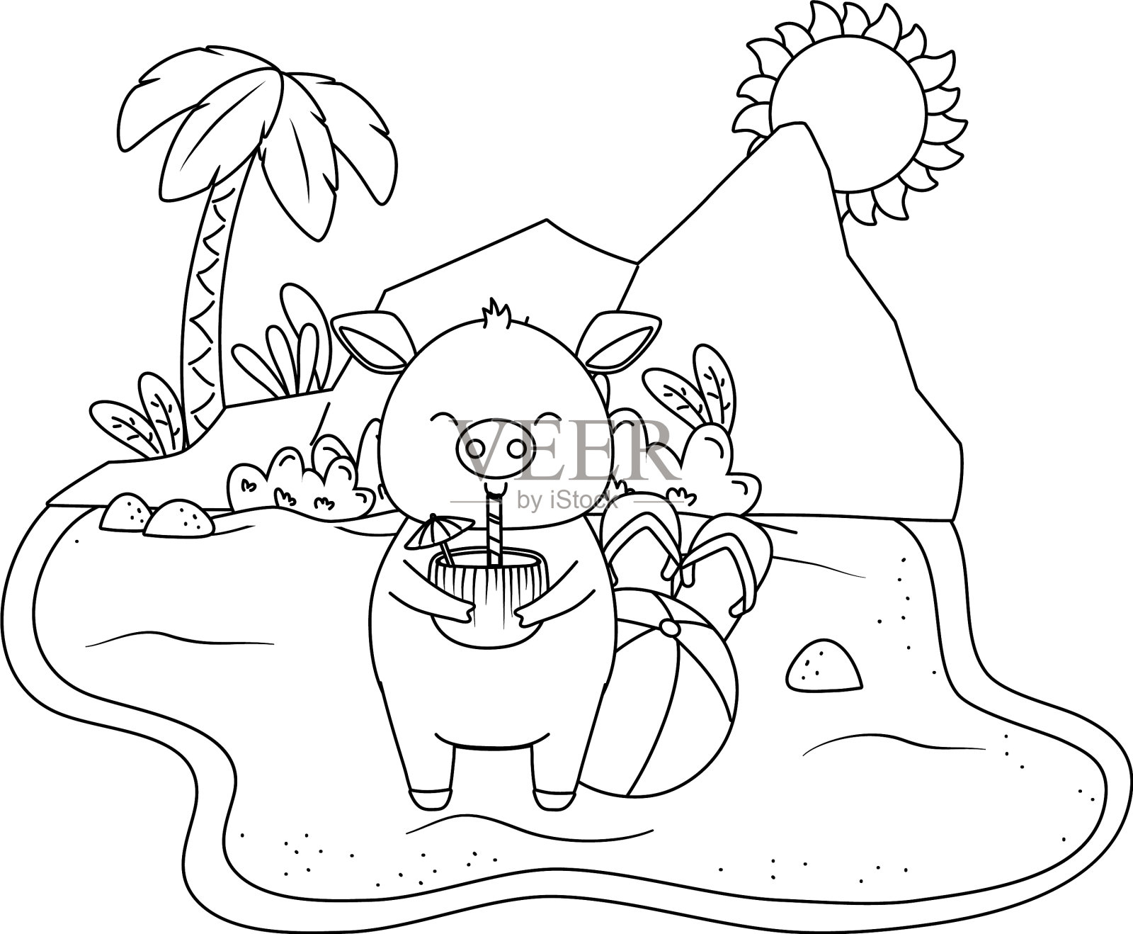 暑假放松卡通设计元素图片