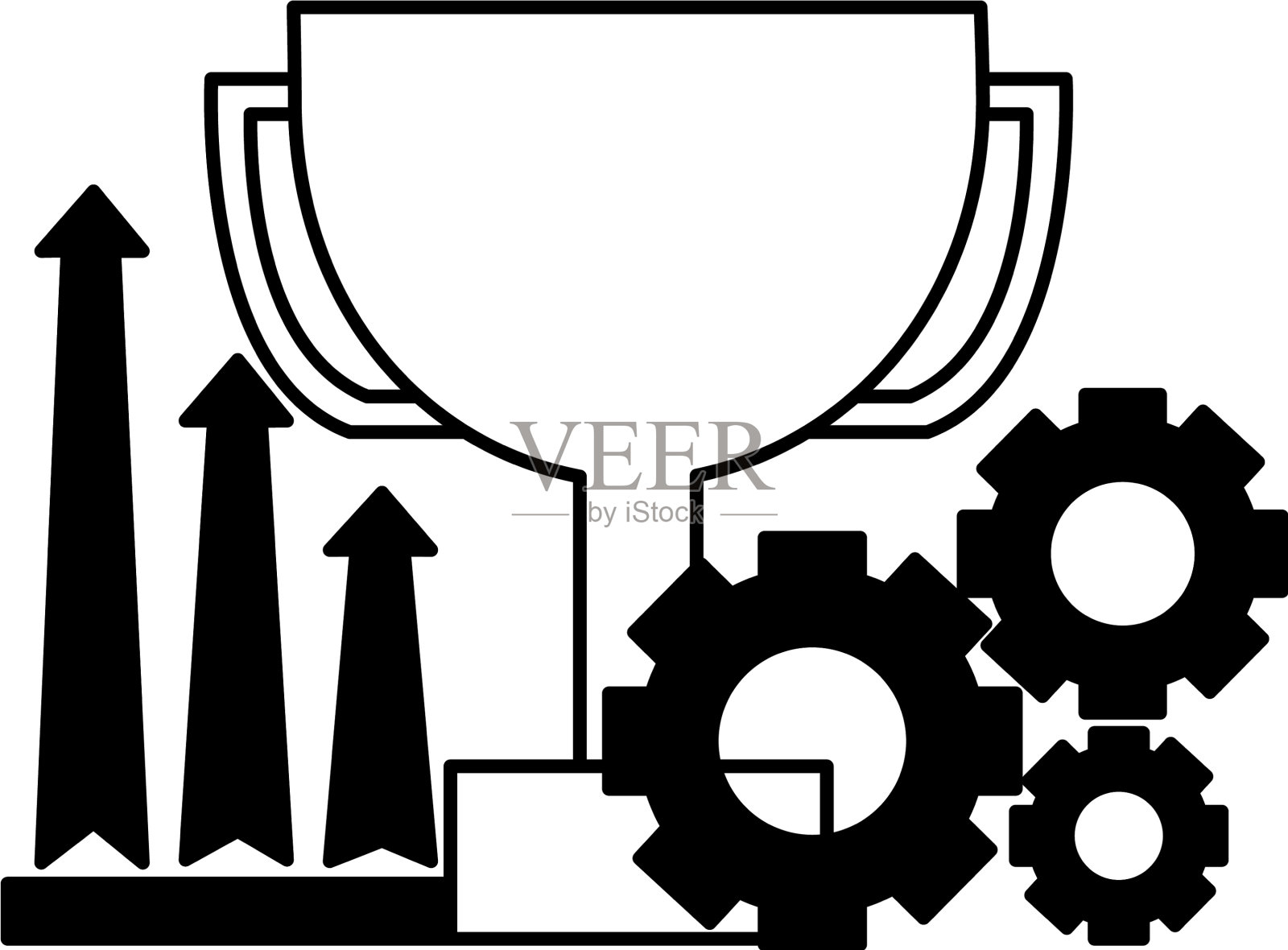 企业以增长的箭头和齿轮为傲设计元素图片