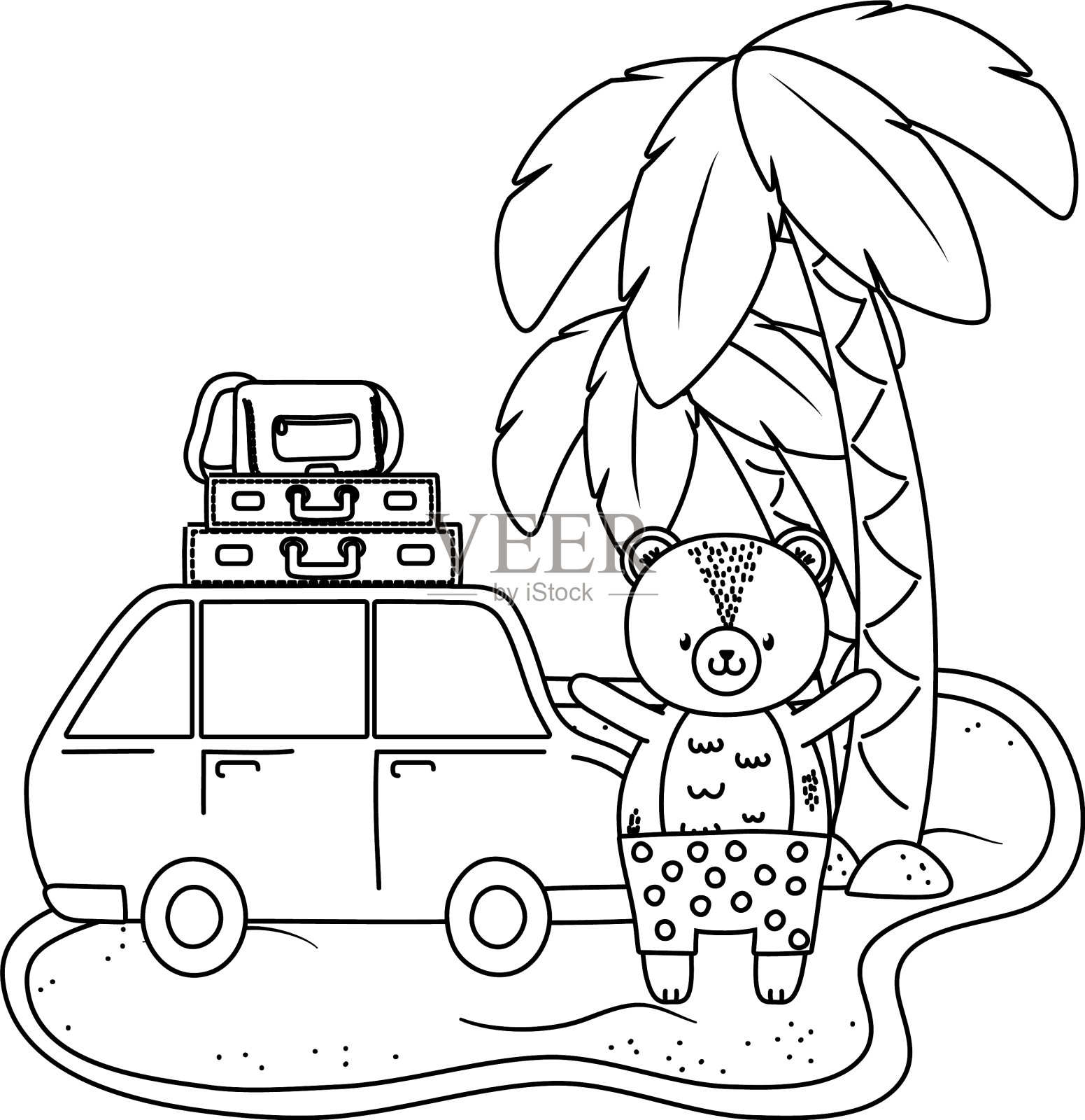 可爱的动物享受夏季卡通设计元素图片