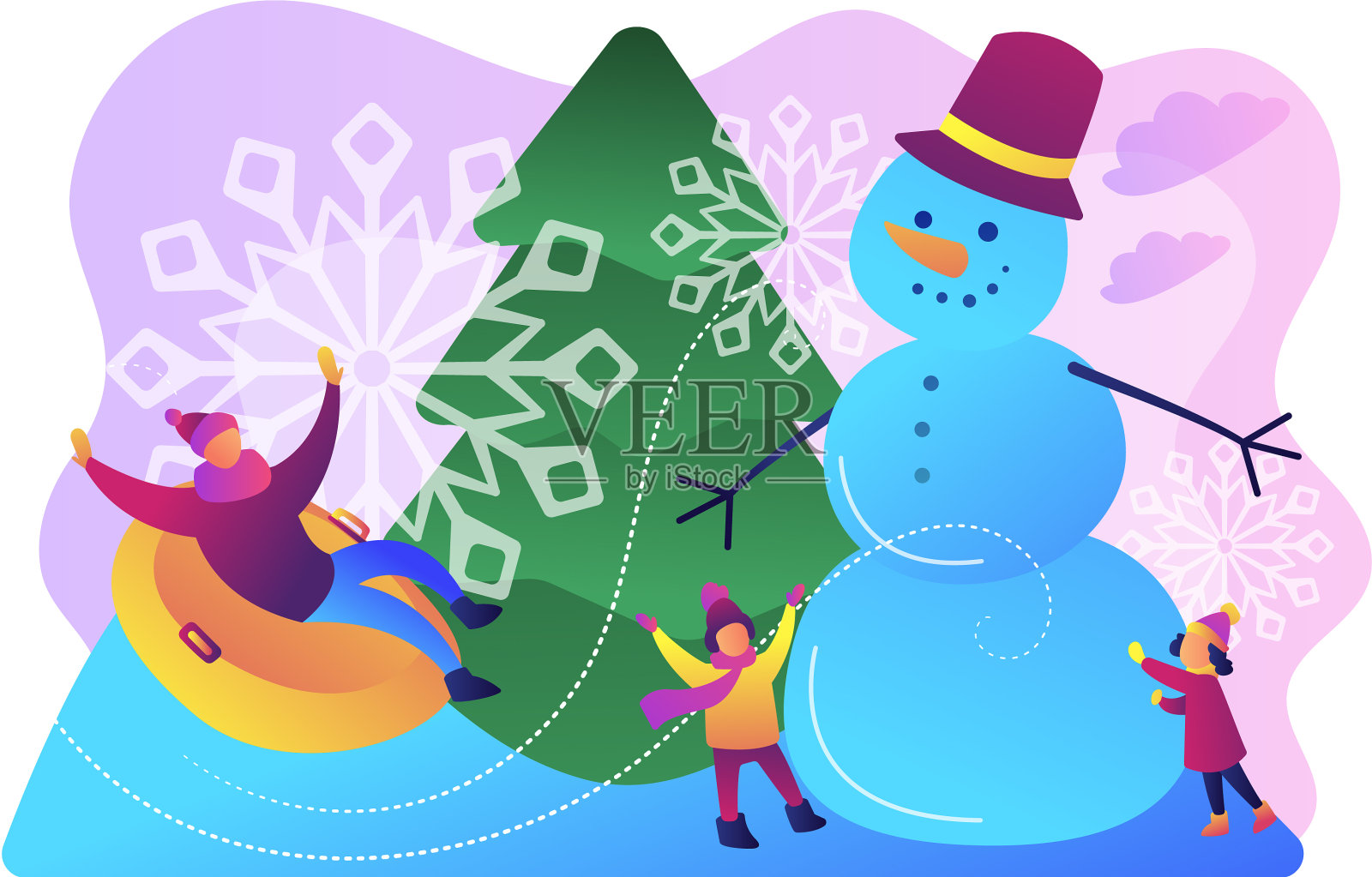 冬季户外乐趣概念设计元素图片