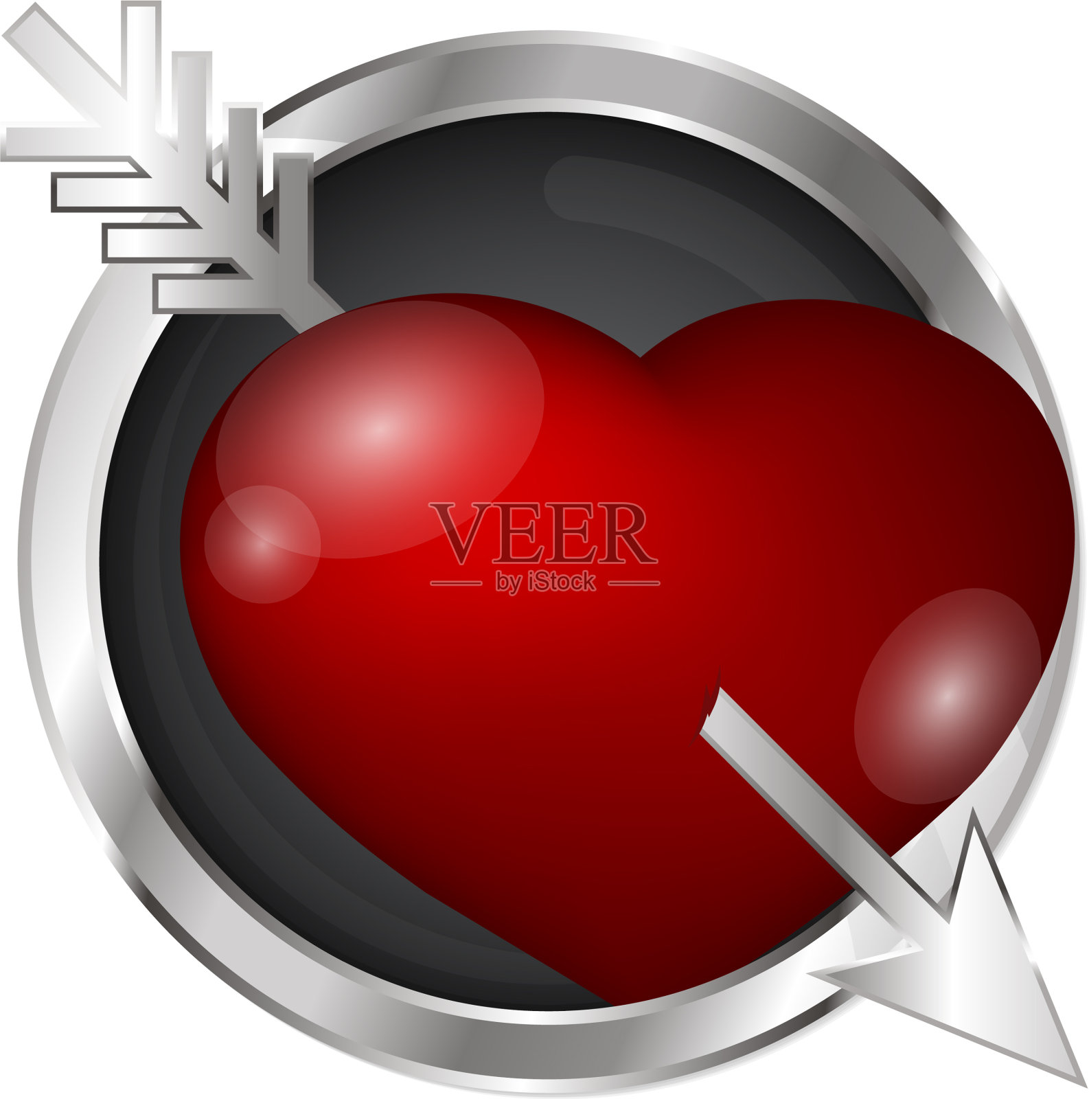 心脏被银色的箭刺穿设计元素图片