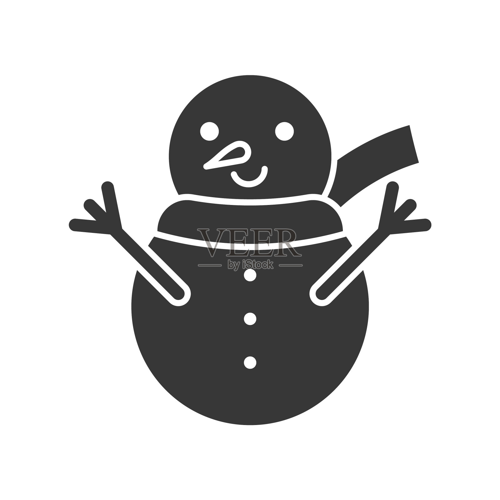 雪人图标在剪影设计中用作设计元素图片