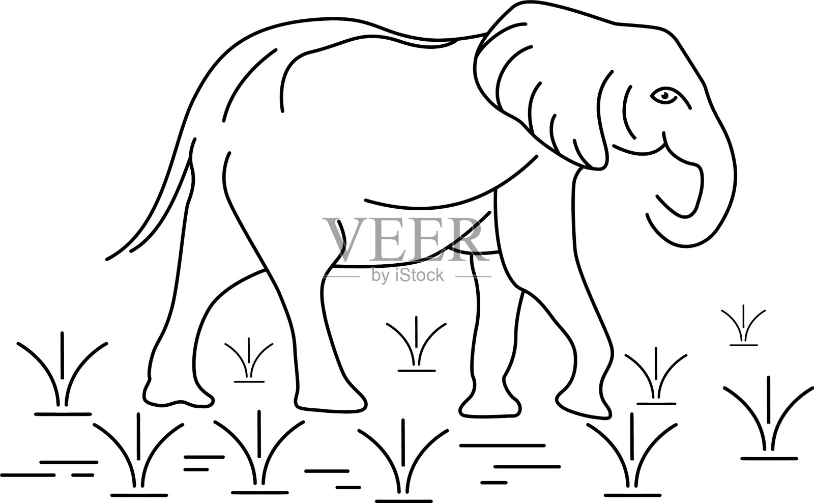 大象大纲标志插画图片素材