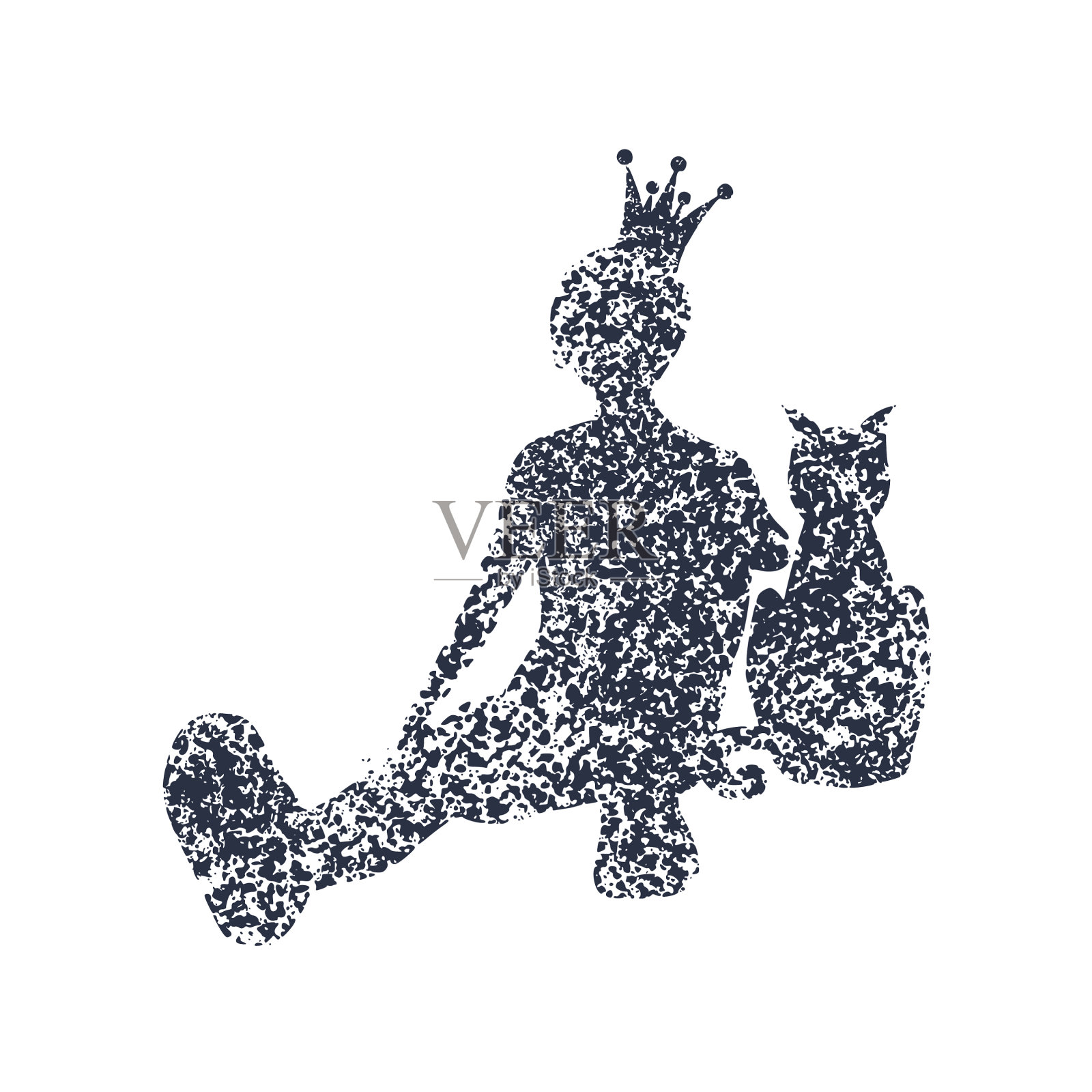 女人和猫的剪影设计元素图片