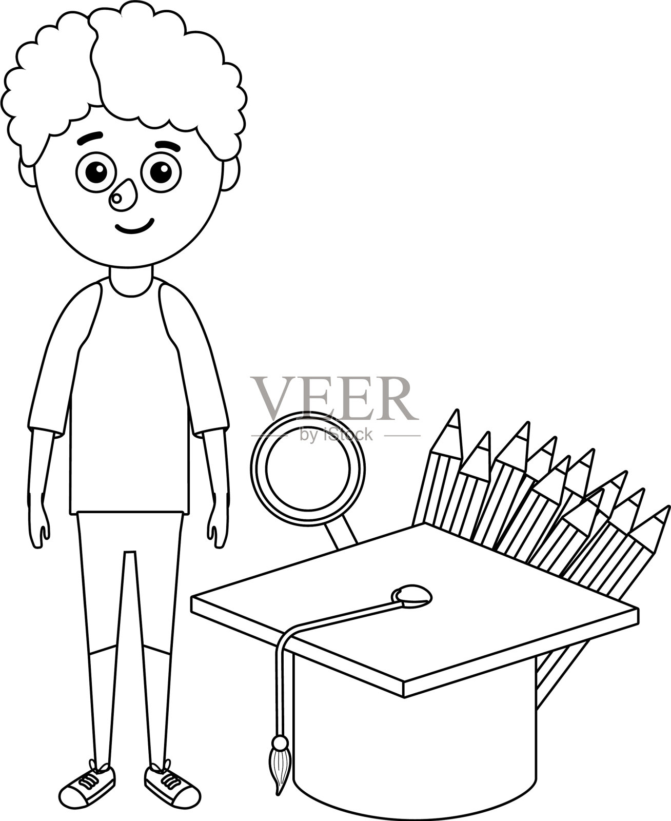 少年毕业帽设计元素图片