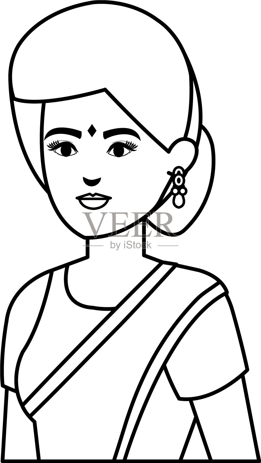 印度美女的性格插画图片素材