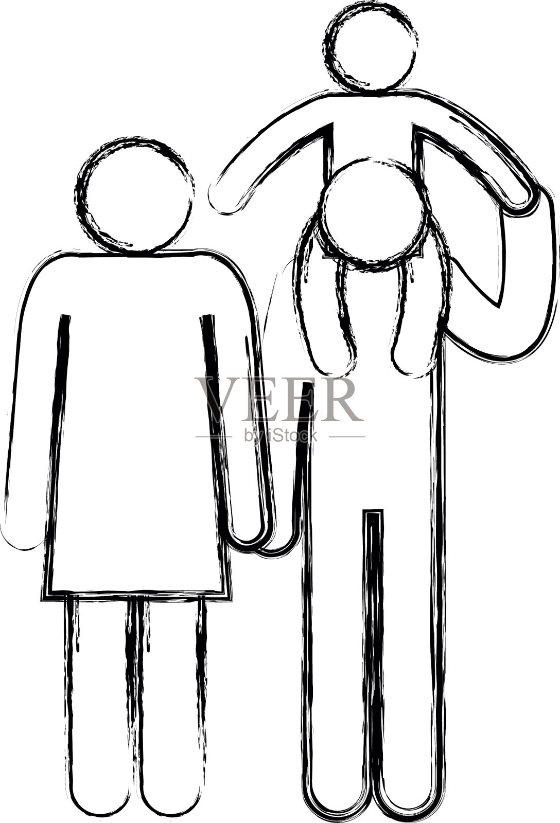 父亲和母亲和儿子的剪影设计元素图片