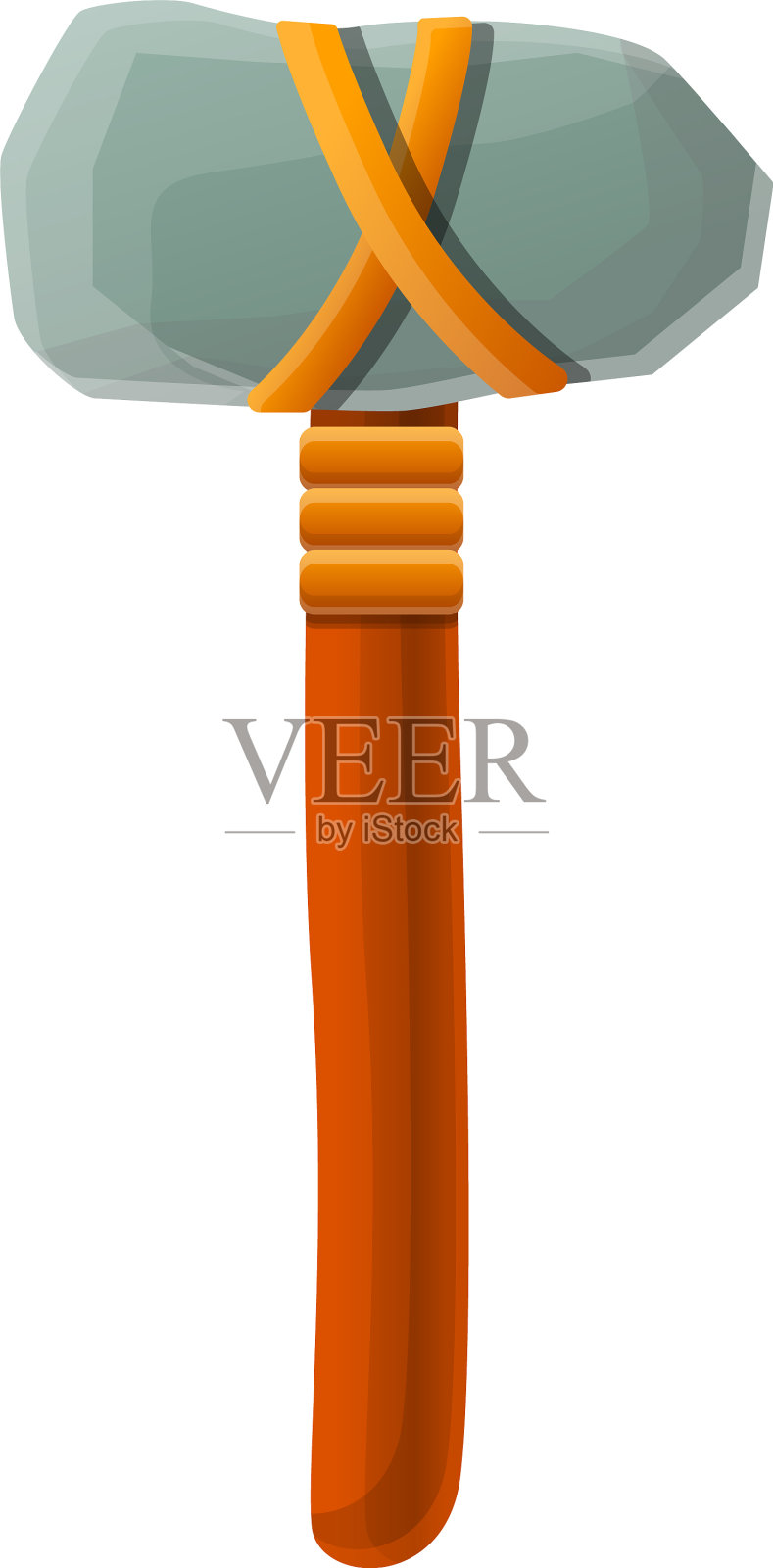 石器时代锤子图标卡通风格设计元素图片